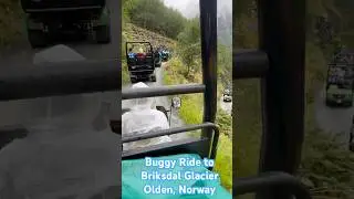 Taking a fun #TrollCar ride thru lush valleys & roaring falls to #Briksdal #Glacier #Olden #Norway