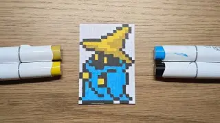 8-bit Final Fantasy Wizard Pixel Art Drawing | NES