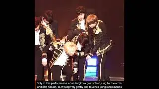 JK grabs Tae and gently lifts him up during this performance 🥺🐯🐰#Taekook #vkook #BTS #kookv #shorts