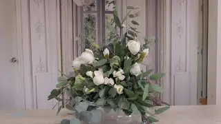 How to make a wedding bouquet using mixed eucalyptus, dusty miller & a few mini white magnolias