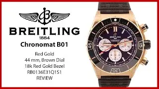 ▶ Breitling Chronomat B01 44 Red Gold Brown Dial RB0136E31Q1S1 - REVIEW