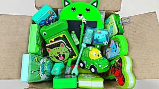 unique green stationery items & toys, writing board, school stationery, pencil case, nailpolish, kit