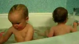 Tessa and Nina taking a bath