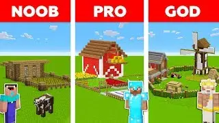 Minecraft NOOB vs PRO vs GOD: VILLAGE FARM BUILD CHALLENGE in Minecraft / Animation