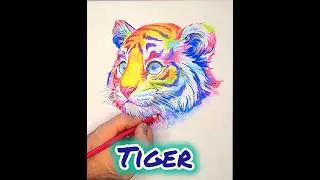 Time-Lapse: Drawing a Colorful Rainbow Tiger with Pencils | Stunning Art Process