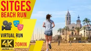 Ситжес 2022 - Пляж Барселоны - Виртуальный забег - 4k Run in Place Scenery