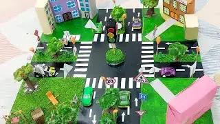 DIY | How to create city roads and traffic sign model | full tutorial | ASMR