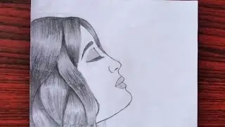 How to draw a girl face in side view step by step || Sowsika Art
