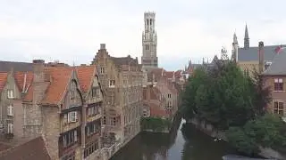 Brugge Belgium Dijver Canal Drone Video