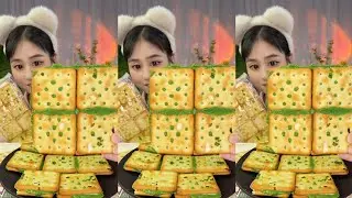 Crispy Green Onion Crackers with Creamy Filling 😋🥬 | ASMR Crunchy Snack Mukbang