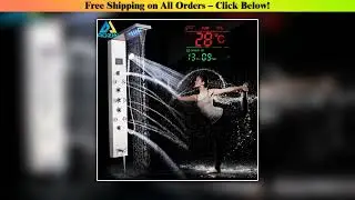 Luxury LED Shower Column Faucet Brushed Nickel SPA Massage Jet Shower Panel Tower Tap Digital