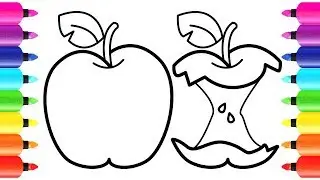 🍎 How to Draw Apple Bitten with Color Markers - Drawing Coloring Book for Kids