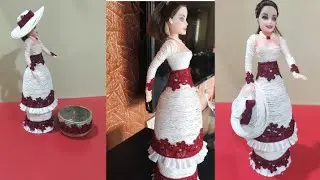 #Beautiful Jute Craft Doll.                          From Jute rope, waste bottle & MG'S Idea.
