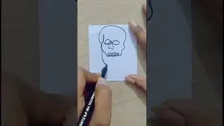 skull  💀 one line drawing ✍️ #shorts