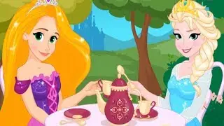 Disney Princesses Elsa and Rapunzel Tea Party - Disney Princesses Game for Girls video