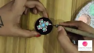 How to paint dot mandalas #03 - Dot mandala on Cement fridge magnet
