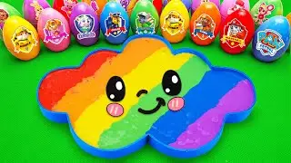 🌈 Paw Patrol Slime & Unbox Mystery Eggs Clay Making Rainbow Cloud Bathtub | Satisfying ASMR
