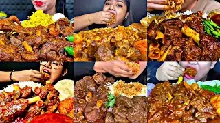 ASMR EATING SPICY MUTTON CURRY, BIRYANI, EGGS | BEST INDIAN FOOD MUKBANG |Foodie India|