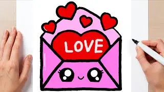 How to Draw a Cute Kawaii Envelope with 'Love' Heart letter