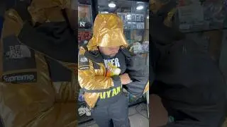 Supreme The North Face Metallic Mountain Gold jacket Review #Gold #jacket #howtodress #4kfashion