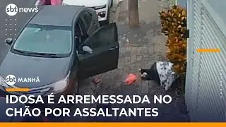 Idosa de 76 anos &eacute; jogada no ch&atilde;o durante assalto em S&atilde;o Paulo | #SBTManh&atilde;