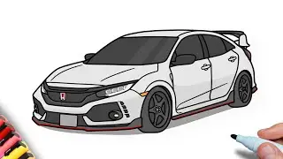 How to draw a Honda Civic Type R 2020 | Car drawing