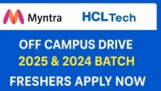 Myntra, HCLTech, S&P Global, Meetmux Hiring | Off Campus Drive 2025 & 2024 Batch |Freshers Apply Now