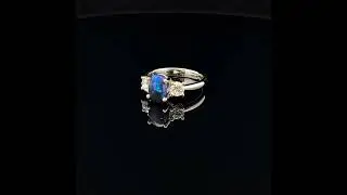 Opal Diamond Factory | 950 Platinum Solid Black Opal & Diamond Engagement Ring