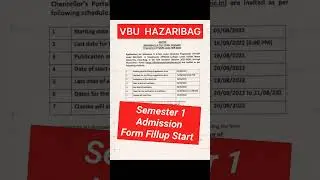 semester 1 Admission Form fillup Start