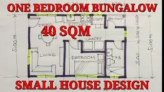 8m x 5m 40SQM 1Bedroom Bungalow | Small House Design | Free Hand Drafting