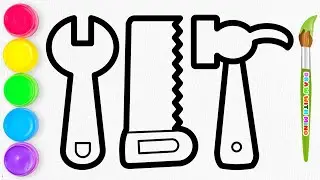 🛠️ How to Draw Tools Wrench, Saw & Hammer | Easy Drawing for Kids