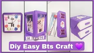 Making Easy Bts Craft At Home / Bts Room Decor / Bts Clock / Bts Organizer / Bts Pencil Box