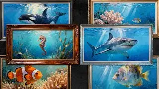 Underwater Art Frame TV 4K | Calm Ocean Fish Paintings | No Ads and Music | 2 Hours Ambient Visuals