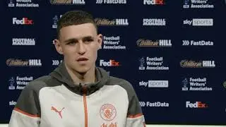 Man City star Foden after receiving Football Writers Association player of the season award & on Pep