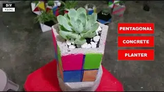 Pentagonal Concrete Planter - No. 4 | DIY Cement Pot  | DIY VLOG