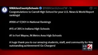 Carroll High School ranked best public high school in Fort Wayne by U.S. News & World Report