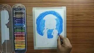 Cute Couple in Rain With Oil Pastels for Beginners | Step by step
