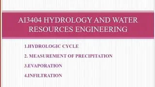 AI 3404 Hydrology and Water Resources Engineering|Unit 1|Important questions 