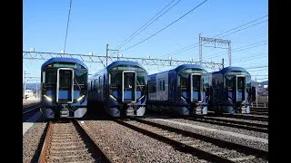 【近鉄電車】青山町車庫での1A系4並び撮影会の様子