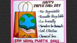 Paper Bag Day Drawing/ Stop Using Plastic Bags Poster Drawing/ World Paper Bag Day Drawing