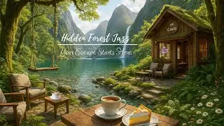 Misty Cliffs & Gentle Jazz | Relaxing River Ambience with Birds & Waterfall Sounds