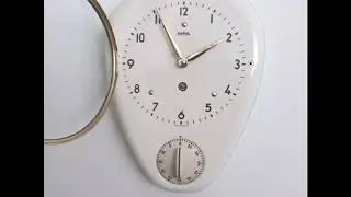 WEHRLE Wall Clock KITCHEN Timer ORIGINAL KEY! Vintage 1950s German CeramicGlass