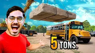We Dropped a 5000 Kg Stone on a Bus   Will It Survive