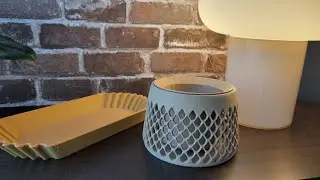 Hyper realistic wood-textured 3d printed tray made of wood filament.