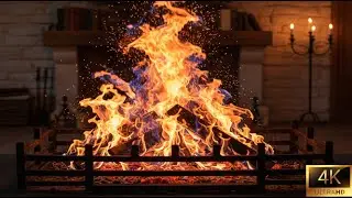 Cozy Fireplace (1 Hours). Fireplace with Crackling Fire Sound- 2