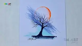 Easy Minimal Tree & Moon Painting &mdash; Step-by-Step Tutorial | SSM Art