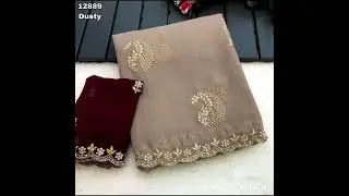 Georgette sarees,,  embroidery and stone moti work  sequence work border ,, price 960/-
