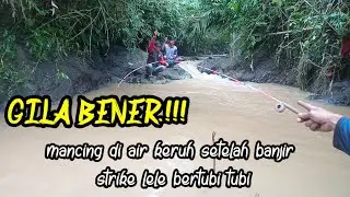 Gila bener..!!! Mancing di sungai air keruh setelah banjir, full strike lele wader dan ikan cantik