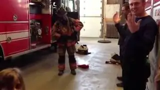 How quick does a fireman get dressed?