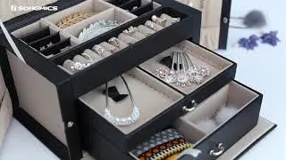 SONGMICS Lockable Jewelry Case with Mirror UJBC121B